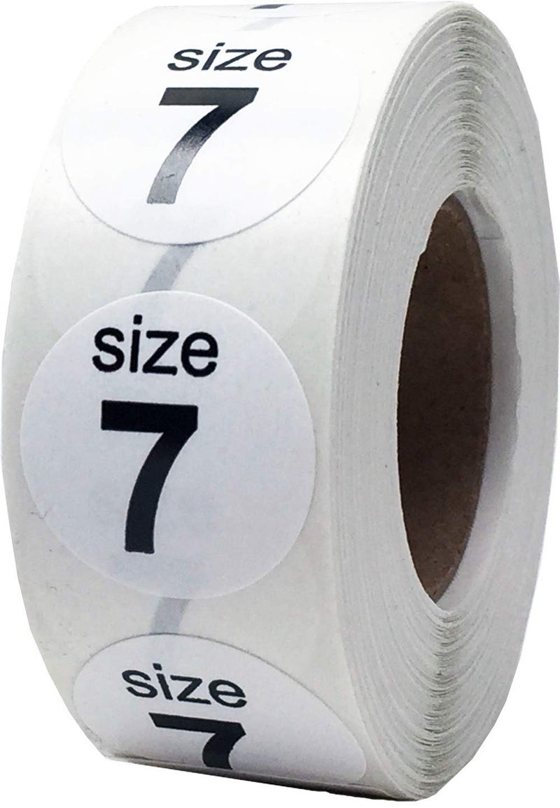 إن ستوك ليبلز.كوم ملصقات بيضاء مقاس 7 للأحذية، مناسبة لملابس التجزئة، 0.75 بوصة، 500 ملصق لاصق - Image 1